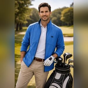 Cutter & Buck Men’s Performance Jacket | Blue Softshell | Full Zip, Size M